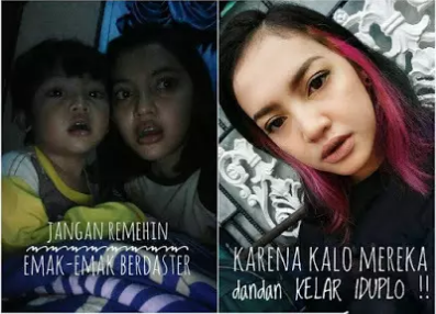 印尼的媽媽們會(huì)在網(wǎng)上曬出帶小孩的素顏和精心打扮后的對(duì)比照