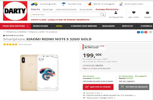 小米手機(jī)在Darty平臺(tái)銷售